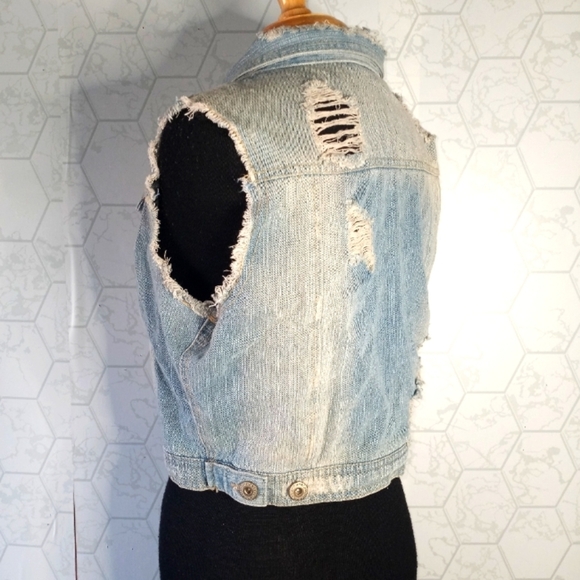 Highway jeans distressed denim light washed vest - Picture 9 of 10